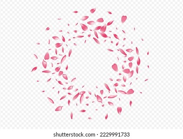 Bright Floral Vector Transparent Background. Lotus Blur Illustration. Rosa Wallpaper Backdrop. Sakura Spa Texture. Purple Blooming Flying Pattern.