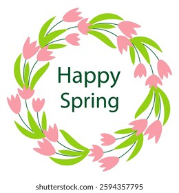 Bright floral wreath design with colorful flowers and green leaves in a circular pattern suitable for various decorative uses.