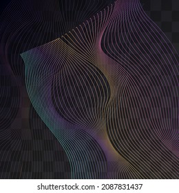 Fondo transparente del vector de energía del flujo luminoso. Textura de sonido de mezcla de colores. Banner de movimiento de elementos dinámicos. Diseño creativo de franja de neón.