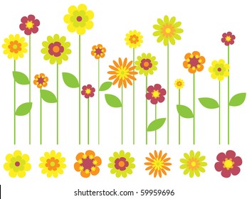  bright flower border and individual flowers