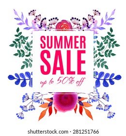 Bright flower design for your sales, discounts and promotions. Modern style. It can be used for sale banners, sale flyer, outdoor printing price tags.