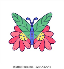 Lágrima floral brillante aislada en un fondo blanco. Ilustración vectorial.
