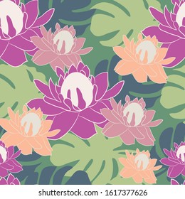 Bright flower seamless pattern design. Can use for print, template, fabric, presentation, textile, banner, poster, wallpaper