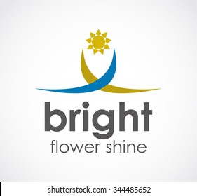 Bright of flower shine star abstract vector and logo design or template light business icon of company identity symbol concept