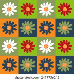 Bright flowers arranged in a checkered pattern