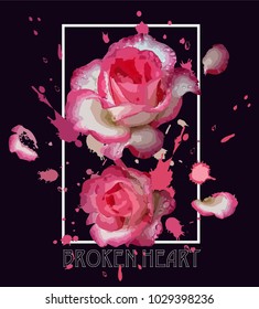 Bright flowers decorative frame template, splash flowers, flowers poster,