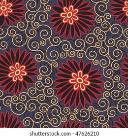 bright flowers in floral pattern