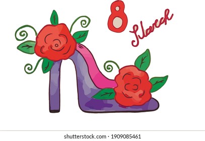 bright flowers in high heels