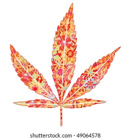 bright flowers in marijuana leaf