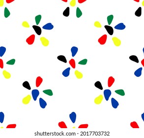 Bright flowers. Multicolored petals naive illustration. Joyful background.
Handdrawn vector illustration.