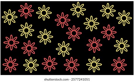 bright flowers on dark background vector