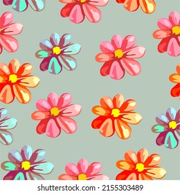 bright flowers on a gray background. colorful daisies. seamless vector pattern. pattern for textiles, wrapping paper, production