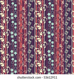 bright flowers on striped background in floral pattern