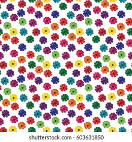 Bright flowers on white background .Colored seamless background for textiles, surface, fabric, wallpaper, print, gift wrapping and scrap booking, decoupage. 