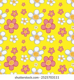 Flores brilhantes em um fundo amarelo