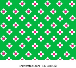 bright flowers pattern on green background