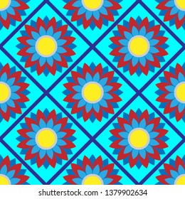 Bright flowers. Seamless pattern. Vector drawing.