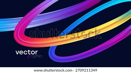 Bright flowing color bands sweep across a dark canvas for energetic, modern visuals, vector illustration background.