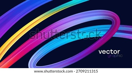 Bright, flowing color rings create a dynamic, abstract scene with a modern, energetic vibe and smooth gradients. vector illustration background