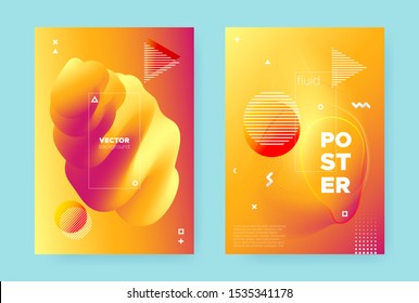 Bright Fluid Background. Red Vibrant Abstract Pattern. Yellow Wave Shapes. Modern Memphis Illustration. Autumn Fluid Brochure. Trendy Hipster Cover. Summer Wave Poster. Orange Fluid Gradient.