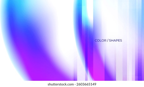 Bright fluid colors and abstract shapes. Vertical lines. Futuristic blurred vibrant color gradients for creative graphic design. Vector illustration.