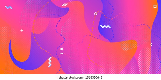 Bright Fluid Design. Vibrant Wave Illustration. Abstract Geometric Ornament. Pink Vector Texture. Business Fluid Shapes. Gradient Wave Background. Blue Vector Pattern. Gradient Fluid Poster.