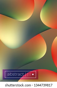 Bright Fluid mesh shapes vector background covers set. A4 leaflet mockup. Book cover.