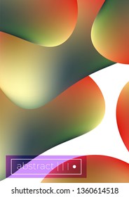 Bright Fluid mesh shapes vector background covers set. A4 leaflet mockup. Book cover.