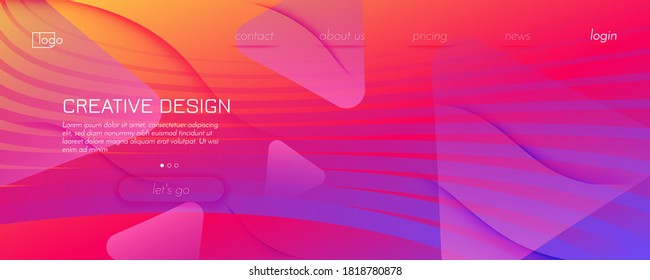 Bright Fluid Shape. Flow Abstract Flyer. Color Geometric Lines. Creative Fluid Shape. Graphic Poster. Flow Stripes. 3d Movement. Futuristic Landing Page. Colorful Magazine. Fluid Shape.