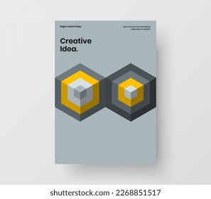 Bright flyer A4 design vector concept. Abstract geometric hexagons journal cover illustration.