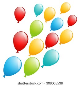 bright flying balloons on the white background