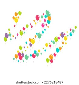 Bright Flying Baloon Vector  White Background. Realistic Ballon Texture. Color Surprise Backdrop. Pink and Blue Joy Balloon Banner.