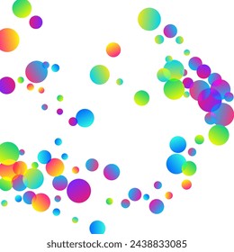 Bright flying confetti decoration vector background. Rainbow round elements birthday vector. Cracker poppers falling confetti. Prize event decor illustration. Random pieces.