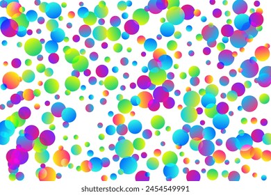 Ilustración vectorial de decoración de confeti volador brillante. Arco iris redondo Elementos fiesta Vector. Galletas poppers cayendo confeti. Fondo de decoración de celebración de Festiva. Serpentinas de regalo.