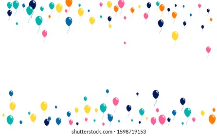 Bright flying inflatable balls happy holiday background. Celebrate barking colored balls on a white backdrop.