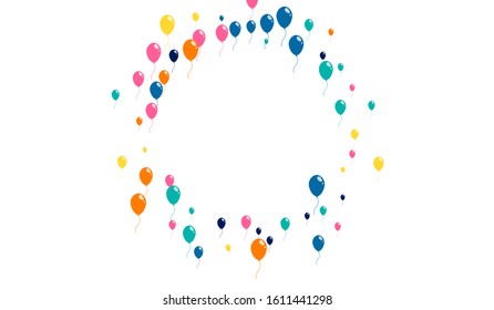 Bright flying inflatable balls happy holiday background. Celebrate barking colored balls on a white backdrop.