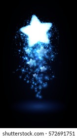 Bright flying star isolated. Vector illustration