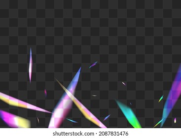Bright Foil Vector Transparent Background. Iridescent Glare Metal Illustration. Color Lens Dreamy Poster. Shine Festive Flash Border.