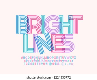 Bright Font for Children. Vector set of colorful Alphabet Letters, Numbers and Symbols.