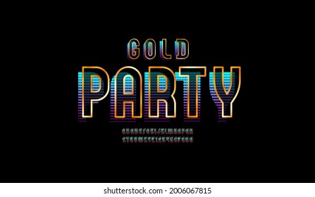 Bright font sans serif, gold alphabet, capital letters and numbers for you designs, vector illustration 10EPS