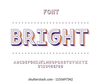 Bright font. Vector alphabet letters and numbers. Typeface design. 
