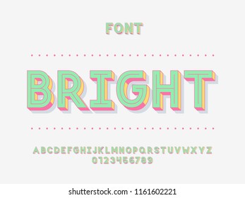 Bright font. Vector alphabet letters and numbers. Typeface design. 
