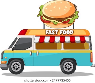 Heller Foodtruck mit Burger-Schild