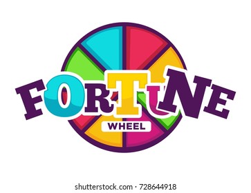 Bright fortune wheel made of colorful segments emblem
