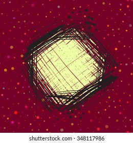 Bright frame, the background is in grunge style. Vector hand drawn illustration.