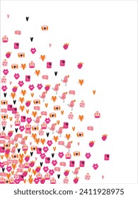 Fondo de marco brillante con elementos de San Valentín. Postal en blanco, invitación a vacaciones, boda. Doodle. Ilustración vectorial.