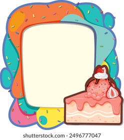 Bright frame with a delicious cake slice