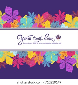 Bright frame with leaves and place for your text. ECO autumn Nature wallpaper. BIO design