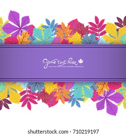 Bright frame with leaves and place for your text. ECO autumn Nature wallpaper. BIO design