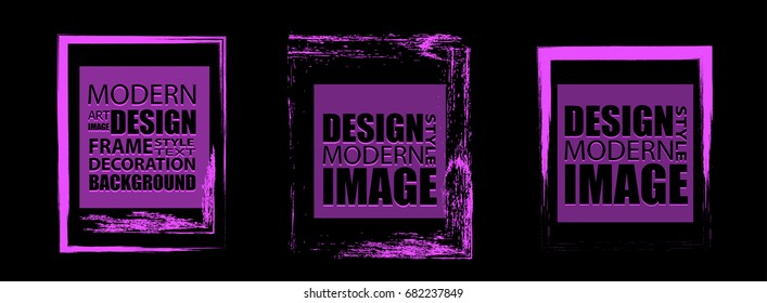 Bright frame with a neon effect. Design elements for night club, party, casino, etc. Set. Vector illustration.